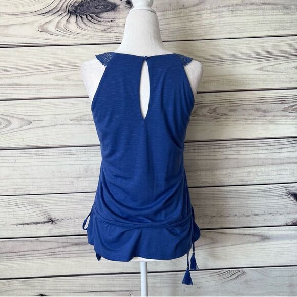 WHBM Blue-Purple Crochet Lace Drawstring Waist Tank Top - Picture 8 of 10